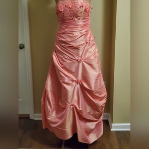 Dress Strapless  Sz 12.  Rich Apricot Color.  Needs Repair